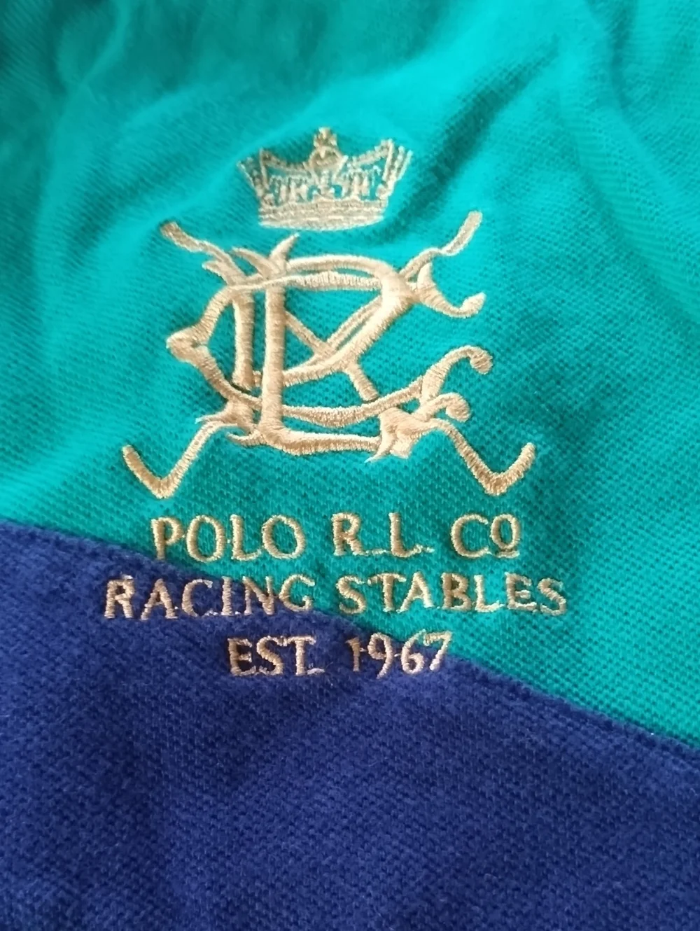 Polo by Ralph Lauren Men's Colorblock Polo in Teal & Royal Blue